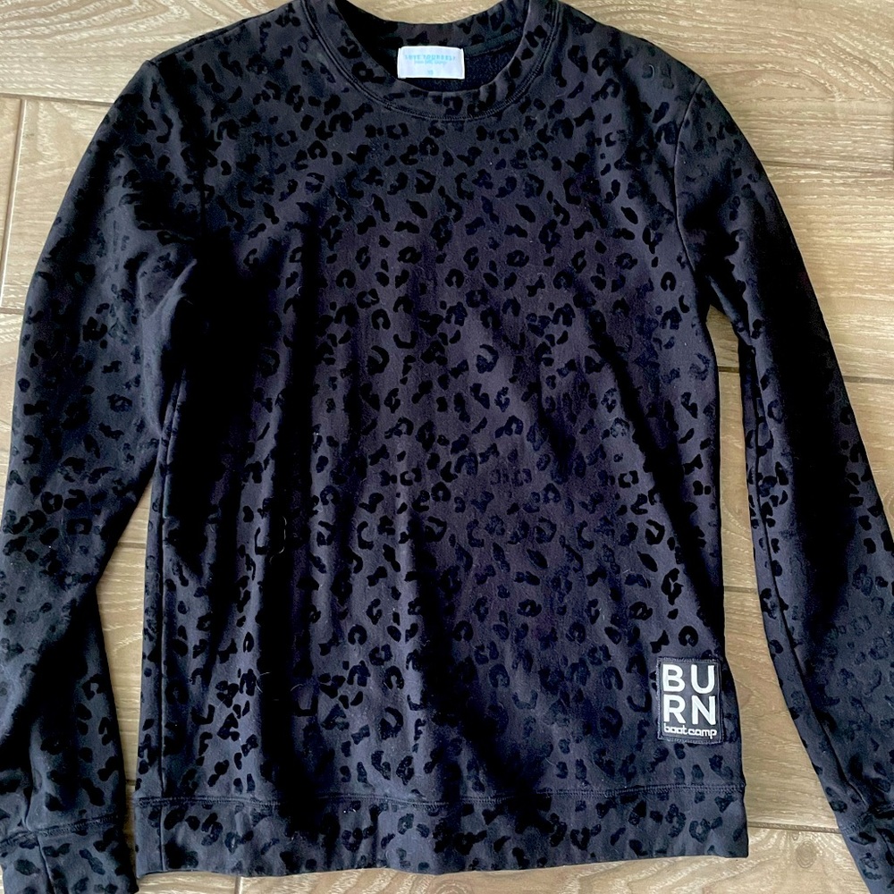 Burn Boot Camp black zebra sweatshirt